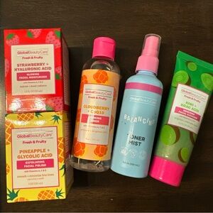 Skincare Set - 5 pieces Exfoliating Facial Polish, Glowing Toner, Moisturizer